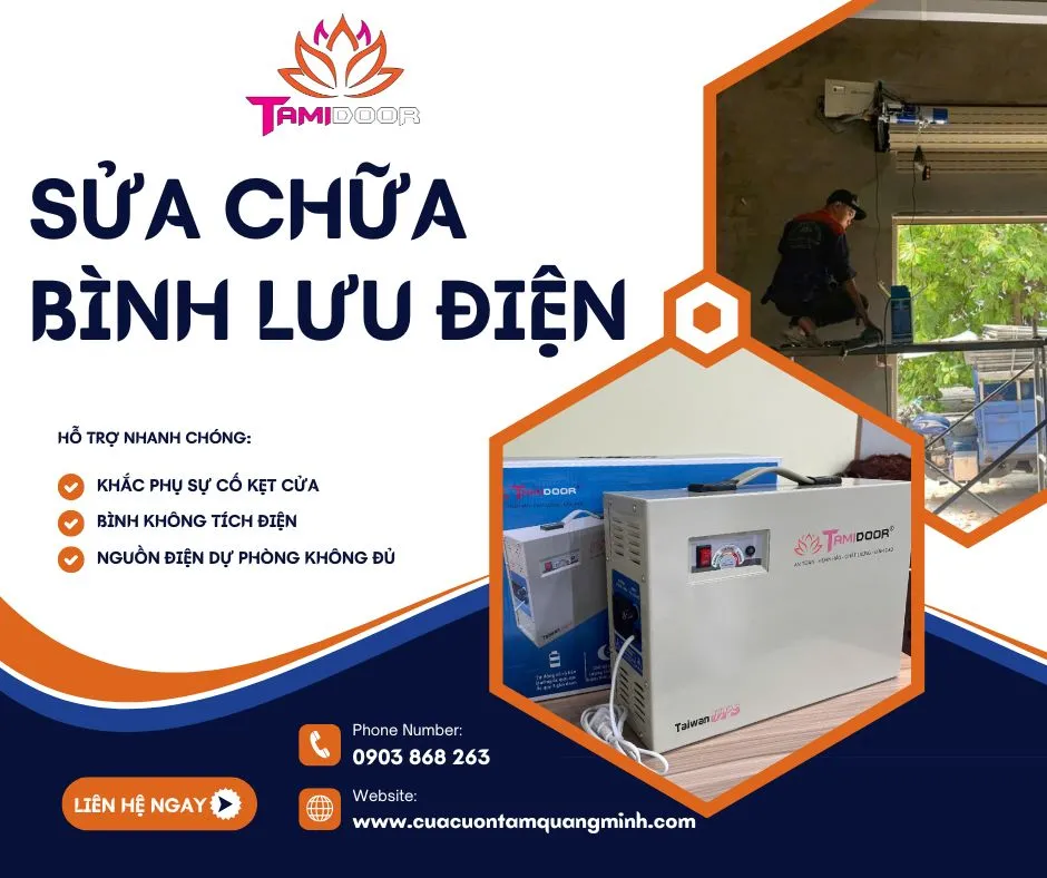 Sửa chữa bình lưu điện cửa cuốn