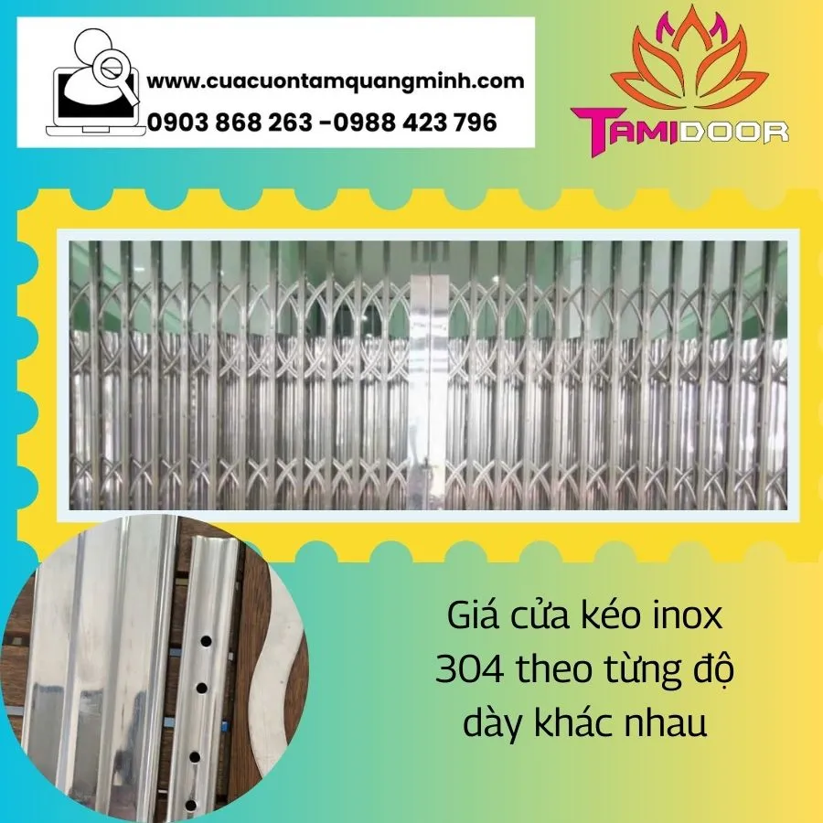 So Sánh Giá Cửa Kéo Inox 304 Theo Từng Độ Dày Khác Nhau