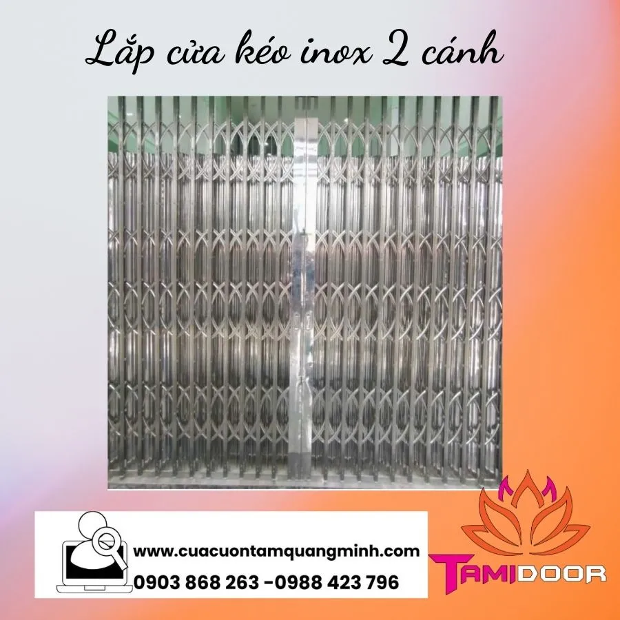 Lắp cửa kéo inox 2 cánh tạo sự sang trọng cho ngôi nhà