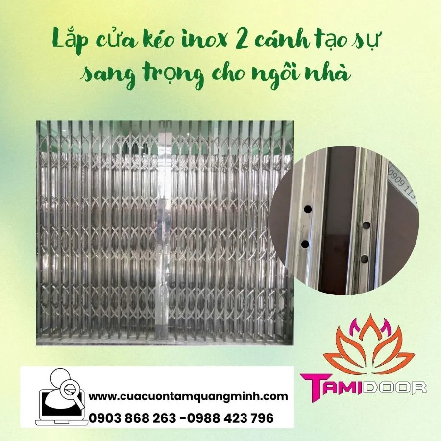 Lắp cửa kéo inox 2 cánh tạo sự sang trọng cho ngôi nhà