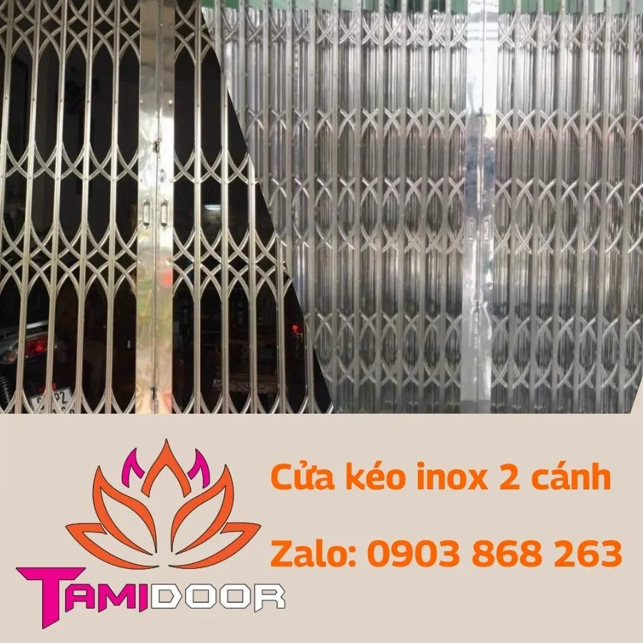 Mẫu Cửa Kéo Inox 2 Cánh - Sang Trọng Hiện Đại