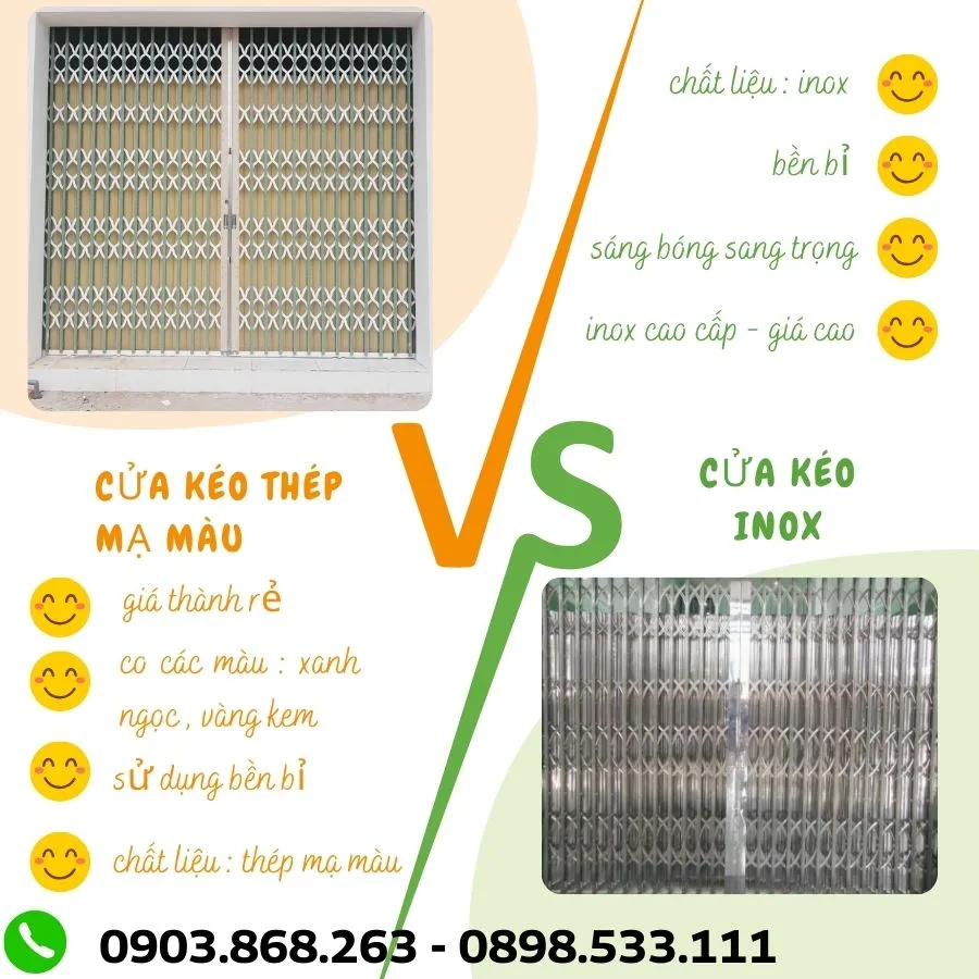 Cửa kéo thép mạ màu và cửa kéo inox – Nên chọn loại nào?