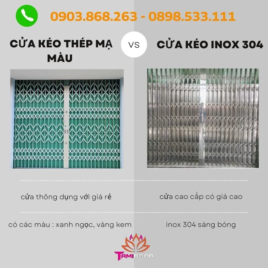 Cửa kéo thép mạ màu và cửa kéo inox – Nên chọn loại nào?