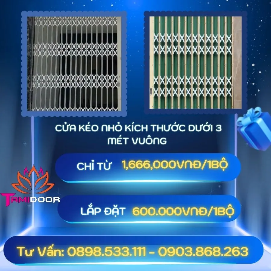 CỬA KÉO NHỎ KÍCH THƯỚC DƯỚI 3 MÉT VUÔNG GIÁ NHƯ THẾ NÀO?