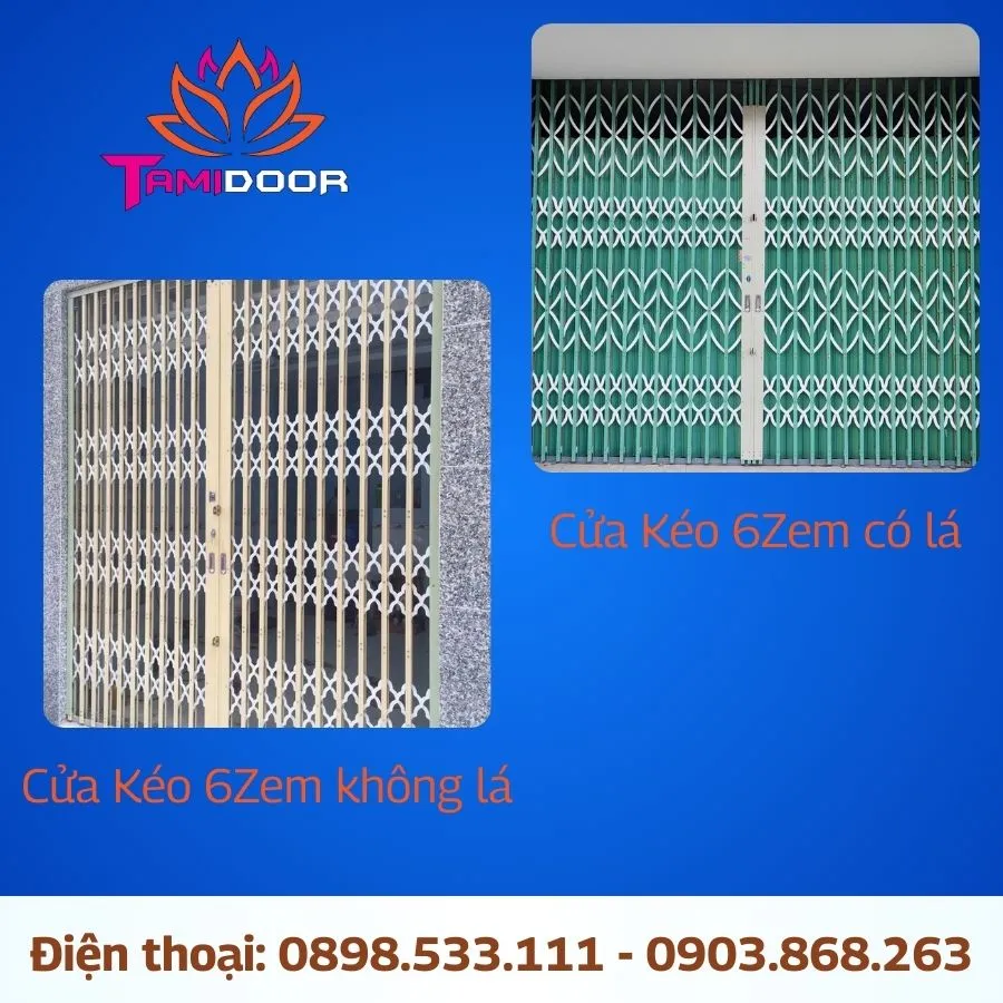 Cửa Kéo 6 Zem - Không Lá Thoáng Mát - Có Lá Kín Đáo An Toàn