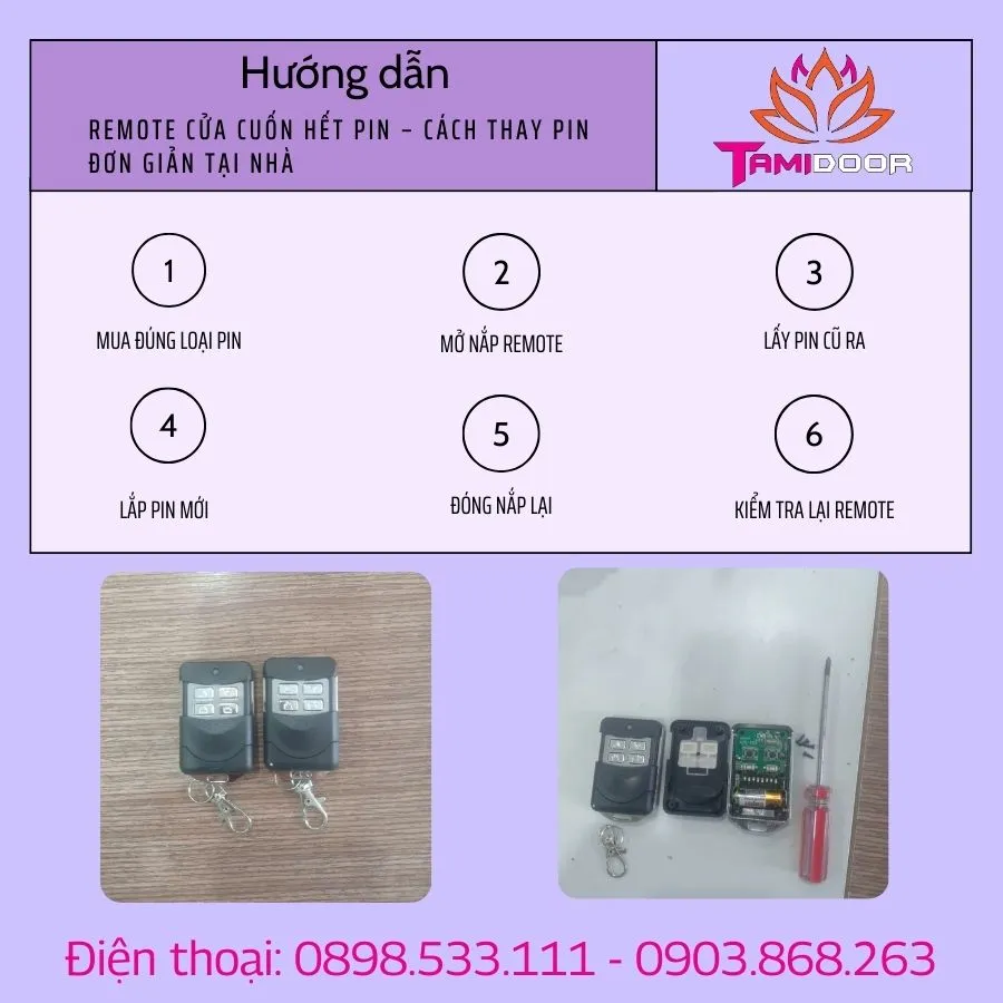 Hướng dẫn tự thay pin remote cửa cuốn tại nhà