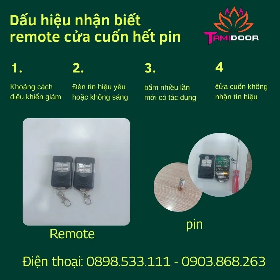 Cách nhận biết remote cửa cuốn hết pin