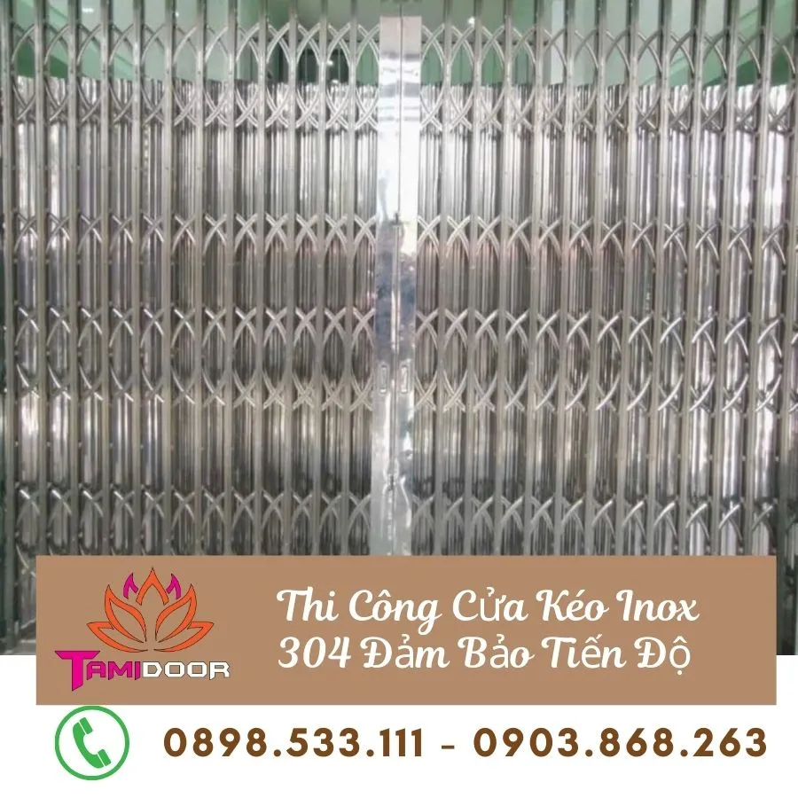Thi Công Cửa Kéo Inox 304 Đảm Bảo Tiến Độ Và Chất Lượng