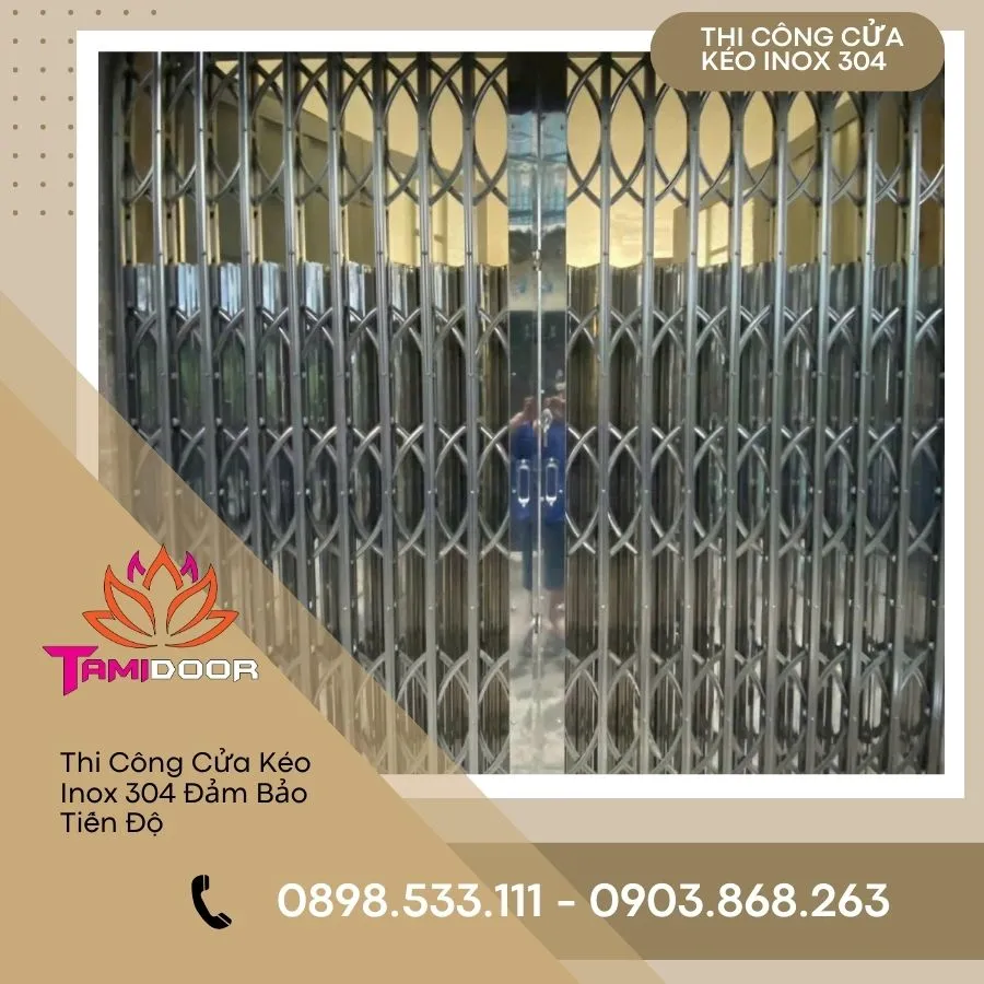 Thi Công Cửa Kéo Inox 304 Đảm Bảo Tiến Độ Và Chất Lượng