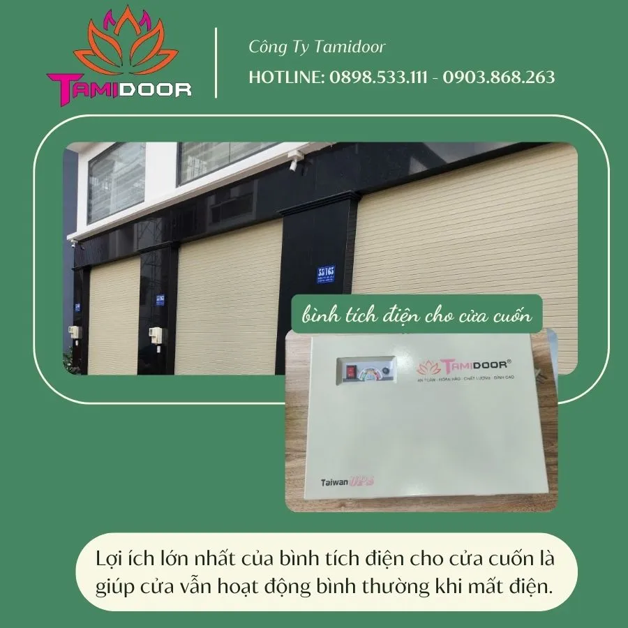 Bình tích điện cho cửa cuốn