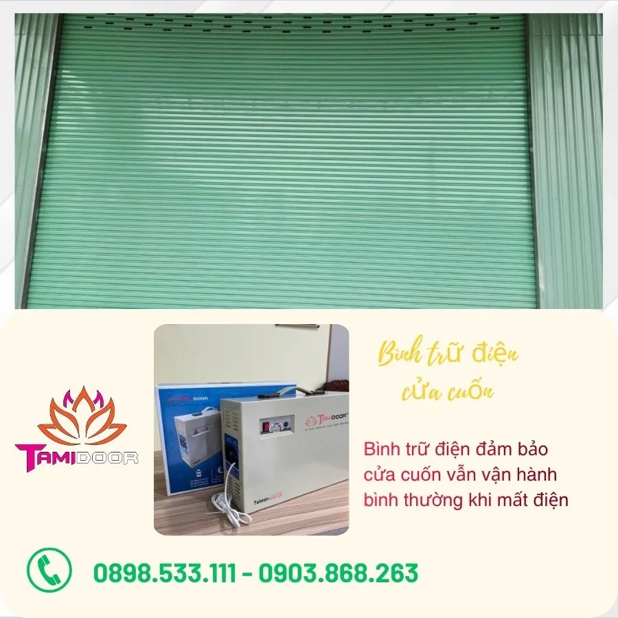 Bình trữ điện cửa cuốn giúp cửa tiếp tục vận hành bình thường khi nguồn điện lưới bị ngắt đột ngột