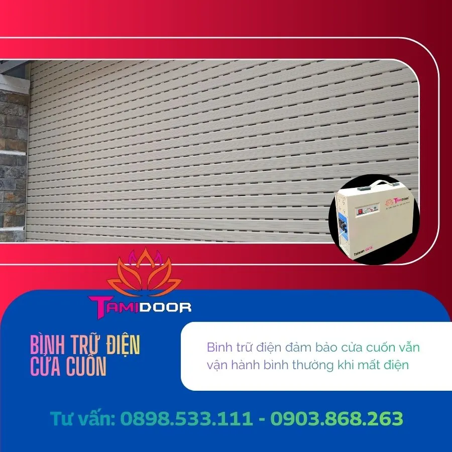Bình trữ điện cửa cuốn giúp cửa tiếp tục vận hành bình thường khi nguồn điện lưới bị ngắt đột ngột