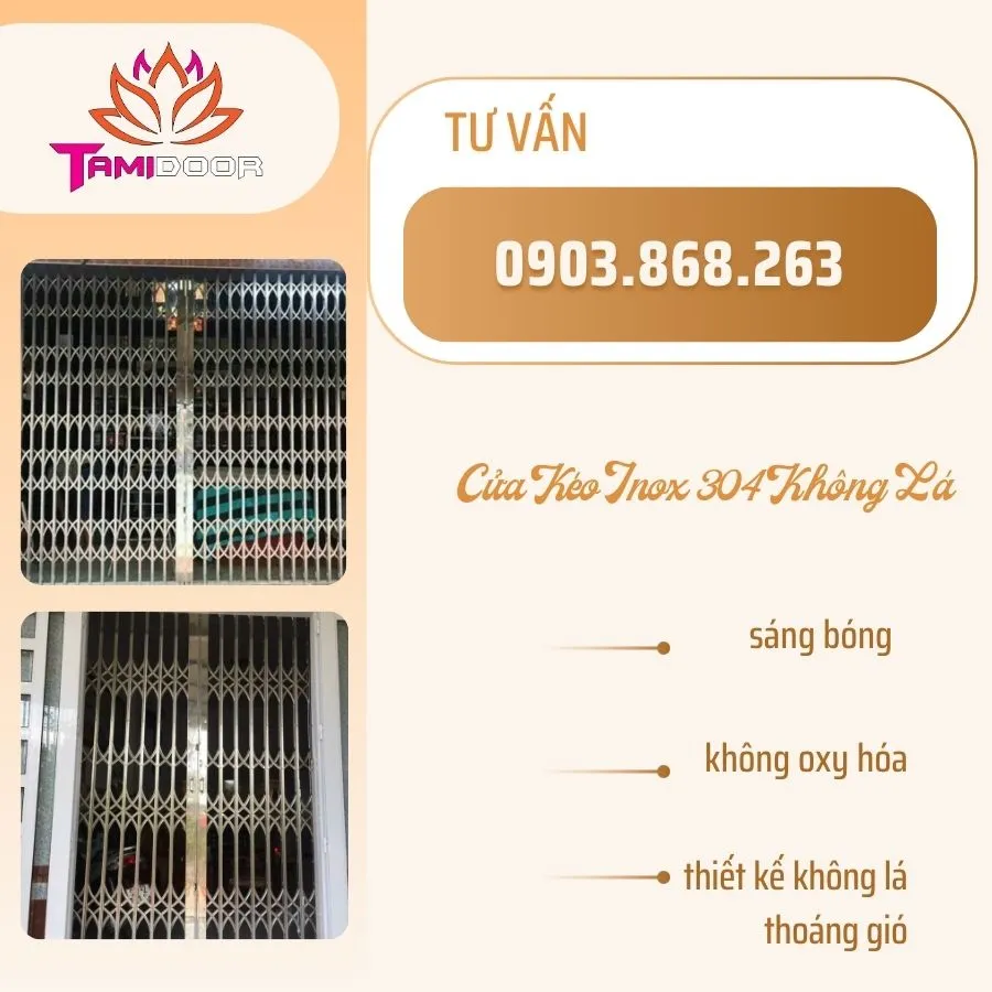 Cửa Kéo Inox 304 Không Lá Đẹp Bền