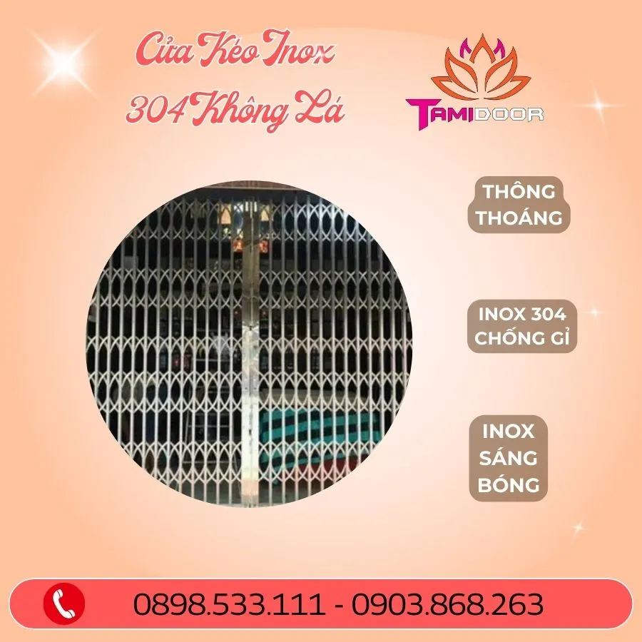 Cửa Kéo Inox 304 Không Lá Đẹp Bền