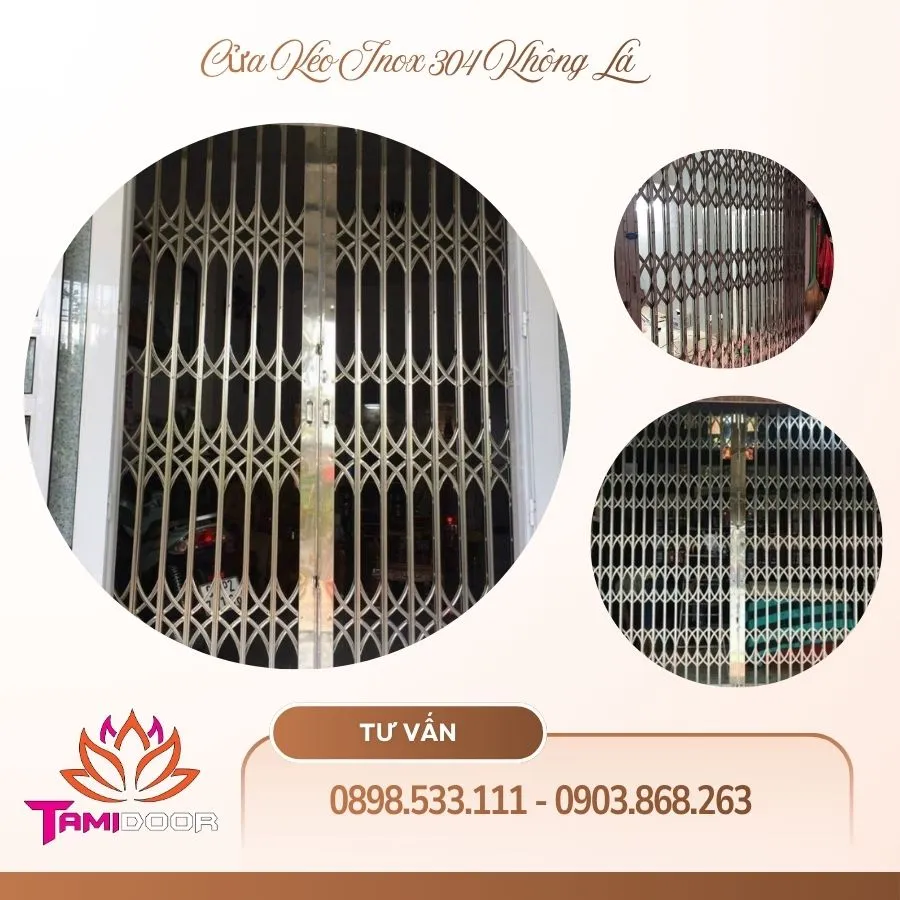 Cửa Kéo Inox 304 Không Lá Đẹp Bền