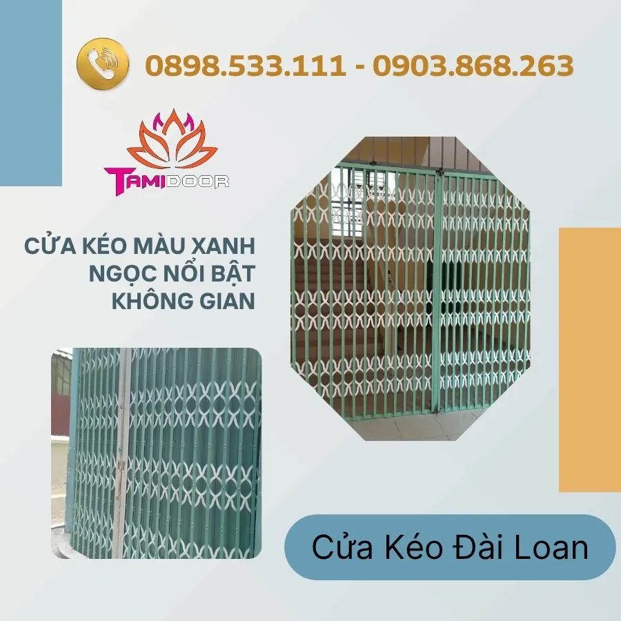 Cửa Kéo Màu Xanh Ngọc Nổi Bật Không Gian