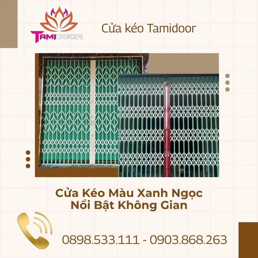 Cửa Kéo Màu Xanh Ngọc Nổi Bật Không Gian