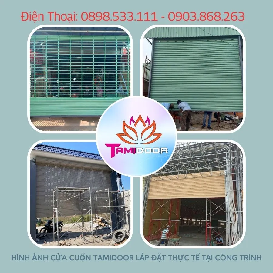 Hình ảnh cửa cuốn Tamidoor khi lắp đặt thực tế tại công trình