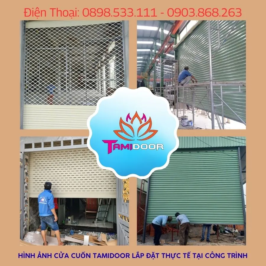 Hình ảnh cửa cuốn Tamidoor khi lắp đặt thực tế tại công trình