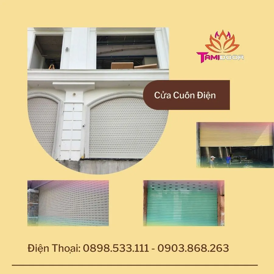 Cửa cuốn điện là loại cửa vận hành bằng motor, điều khiển bằng remote, giúp đóng mở tiện lợi. Khi mất điện, bạn có thể dùng bộ lưu điện hoặc mở bằng xích kéo tay. 