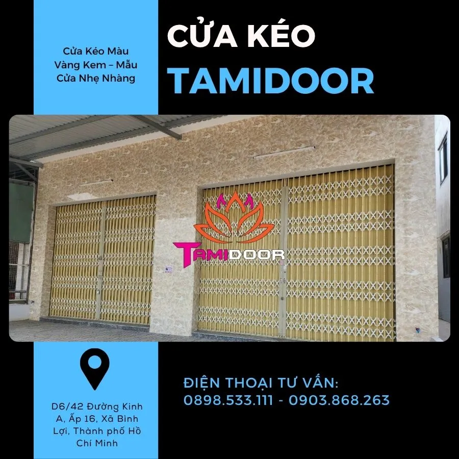 Cửa Kéo Màu Vàng Kem – Mẫu Cửa Nhẹ Nhàng