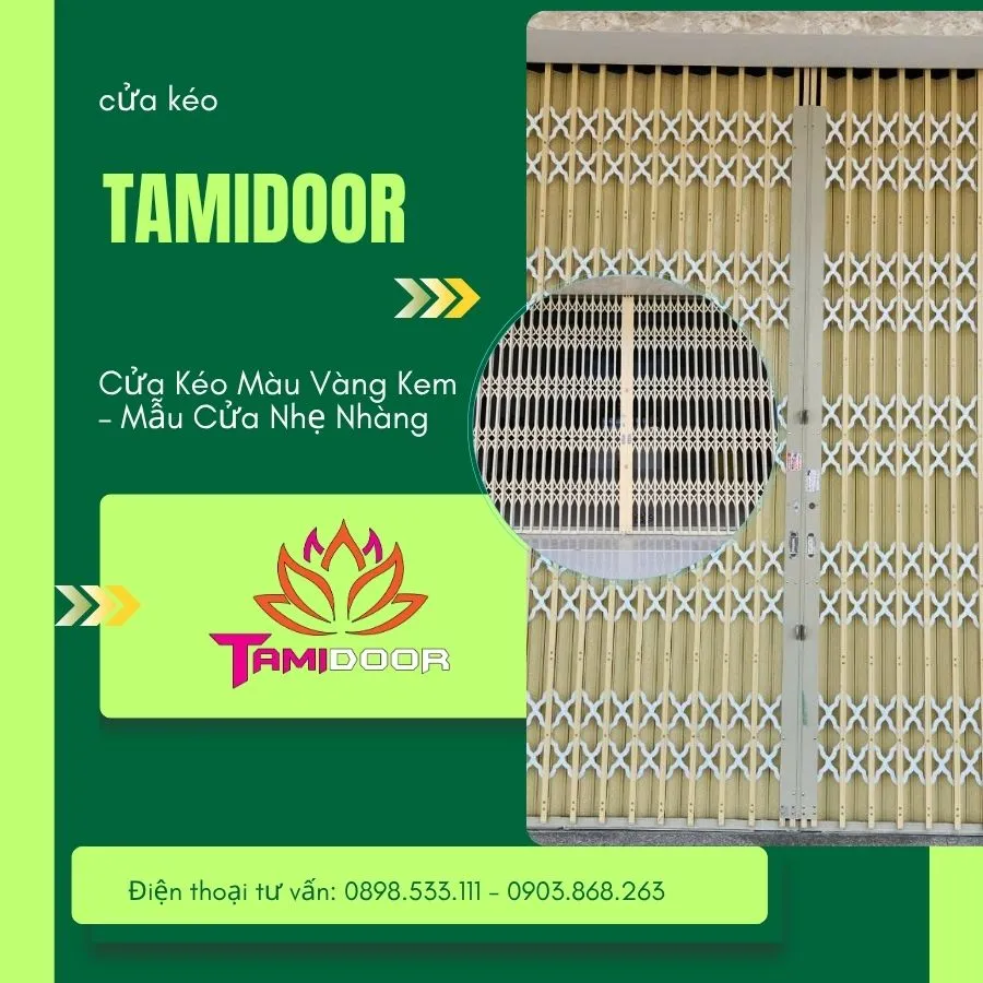 Cửa Kéo Màu Vàng Kem – Mẫu Cửa Nhẹ Nhàng